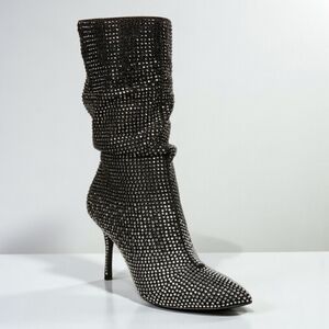 Thalia Sodi 'Raquell' Rhinestone Stiletto Heeled Boots Black Womens 9 NEW NIB